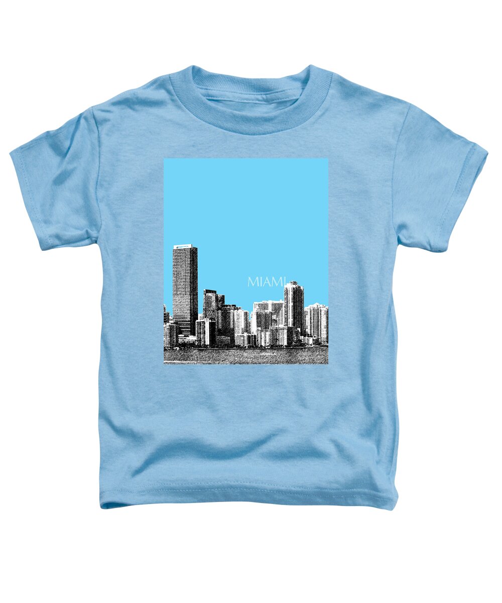 Architecture Toddler T-Shirt featuring the digital art Miami Skyline - Sky Blue by DB Artist