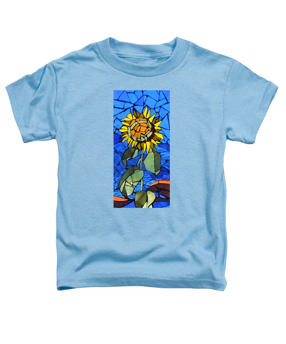 Sunflower Toddler T-Shirt featuring the glass art Mosaic Stained Glass - Sunflower by Catherine Van Der Woerd