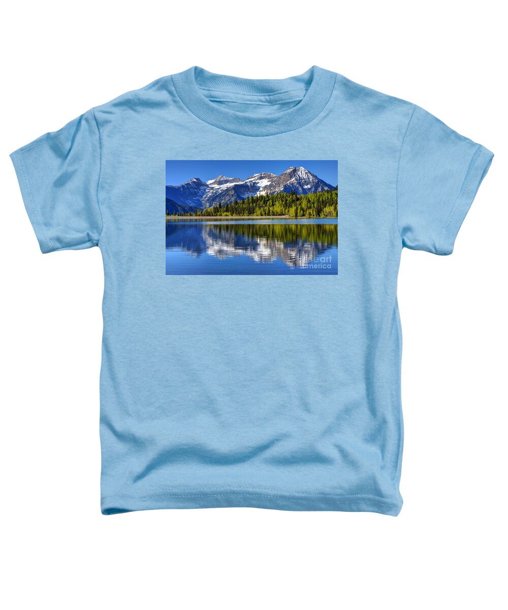 Timpanogos Toddler T-Shirt featuring the photograph Mt. Timpanogos Reflected in Silver Flat Reservoir - Utah by Gary Whitton
