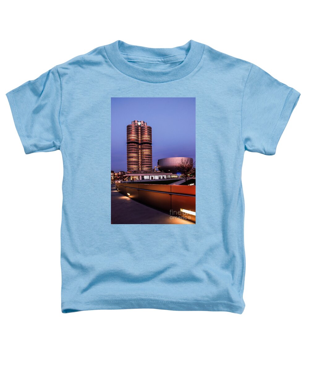 Architecture Toddler T-Shirt featuring the photograph munich - BMW office - vintage by Hannes Cmarits