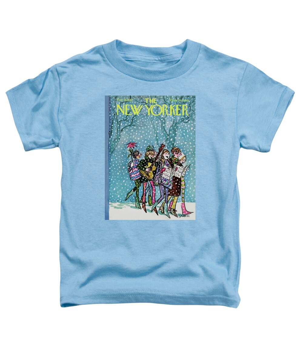 Hippy Toddler T-Shirt featuring the painting New Yorker December 16th, 1967 by Charles Saxon