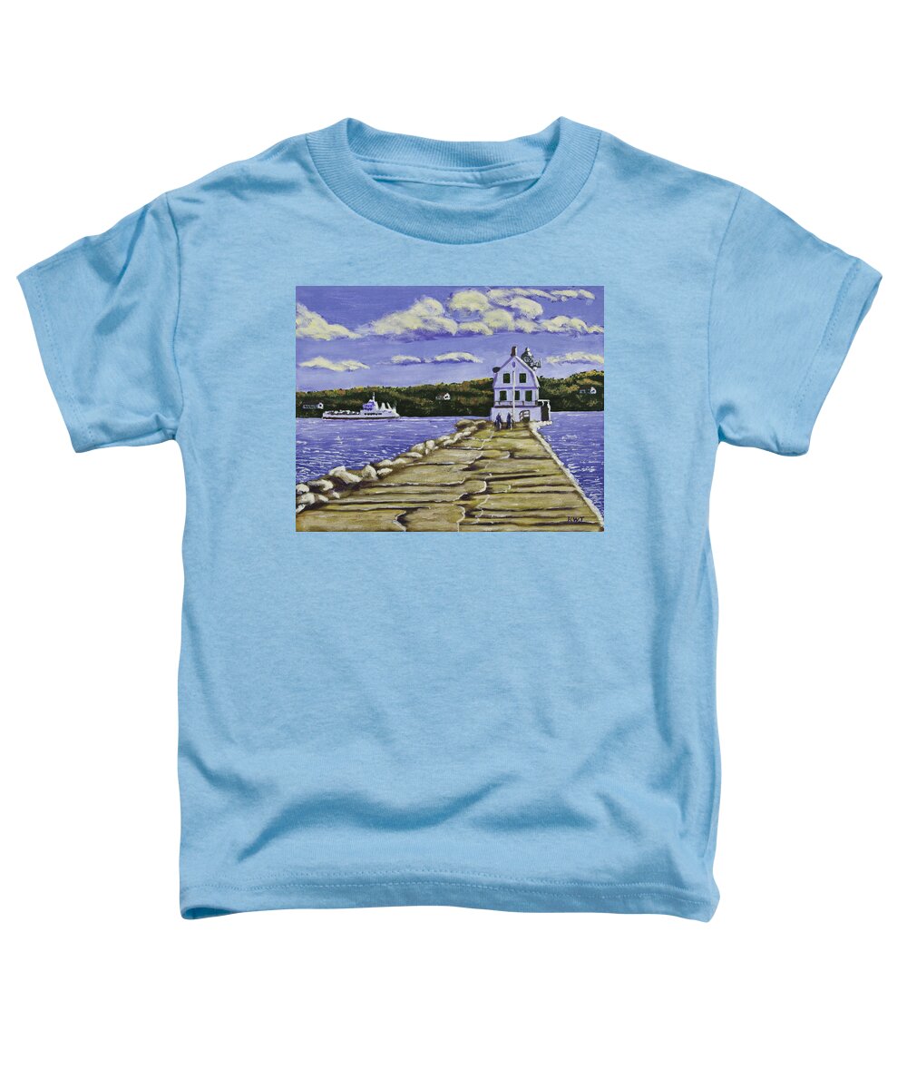 Rockland Toddler T-Shirt featuring the painting Rockland Breakwater Lighthouse in Maine by Keith Webber Jr