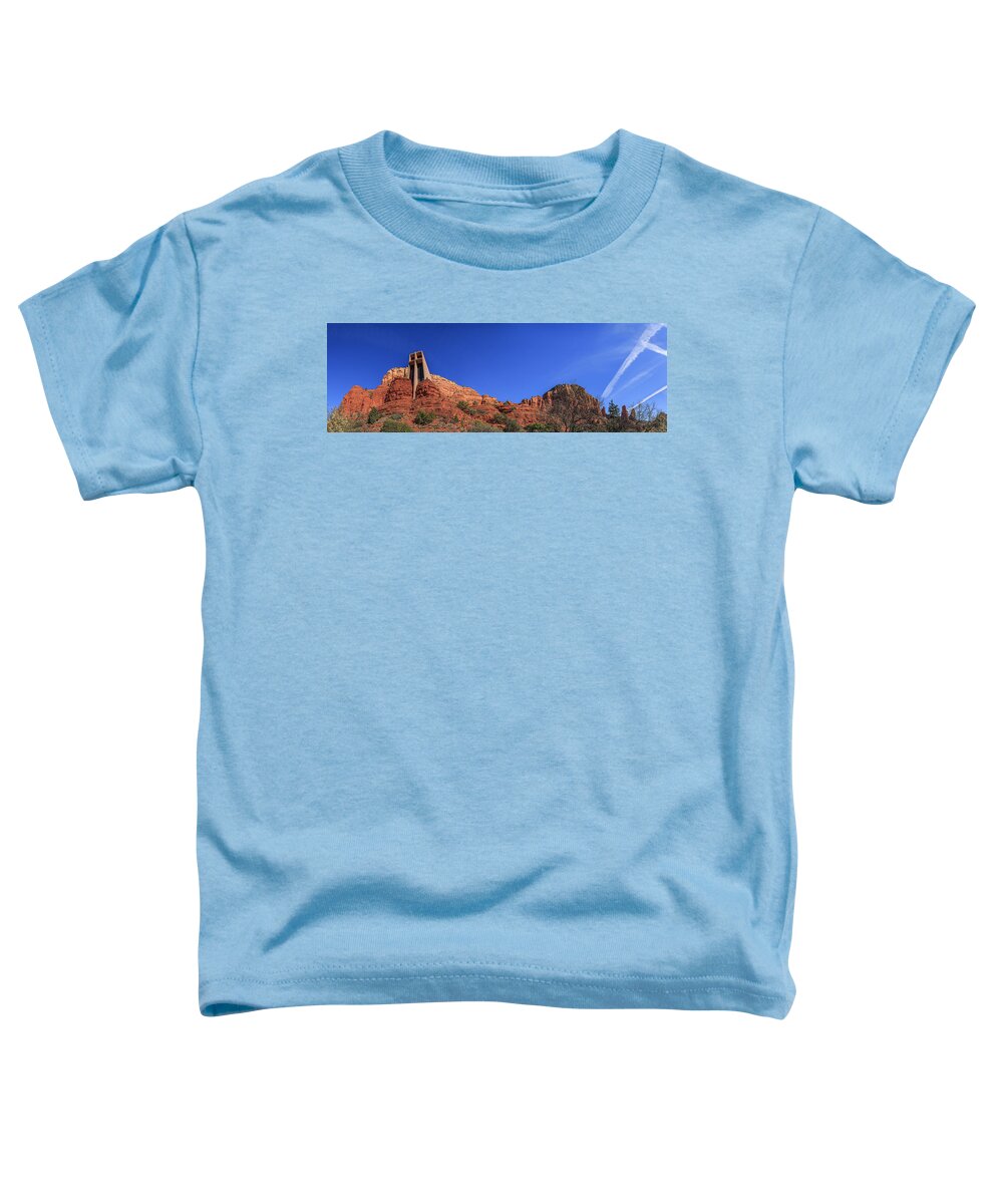Cross Toddler T-Shirt featuring the photograph Panorama Chapel of the Holy Cross Sedona AZ by Scott Campbell