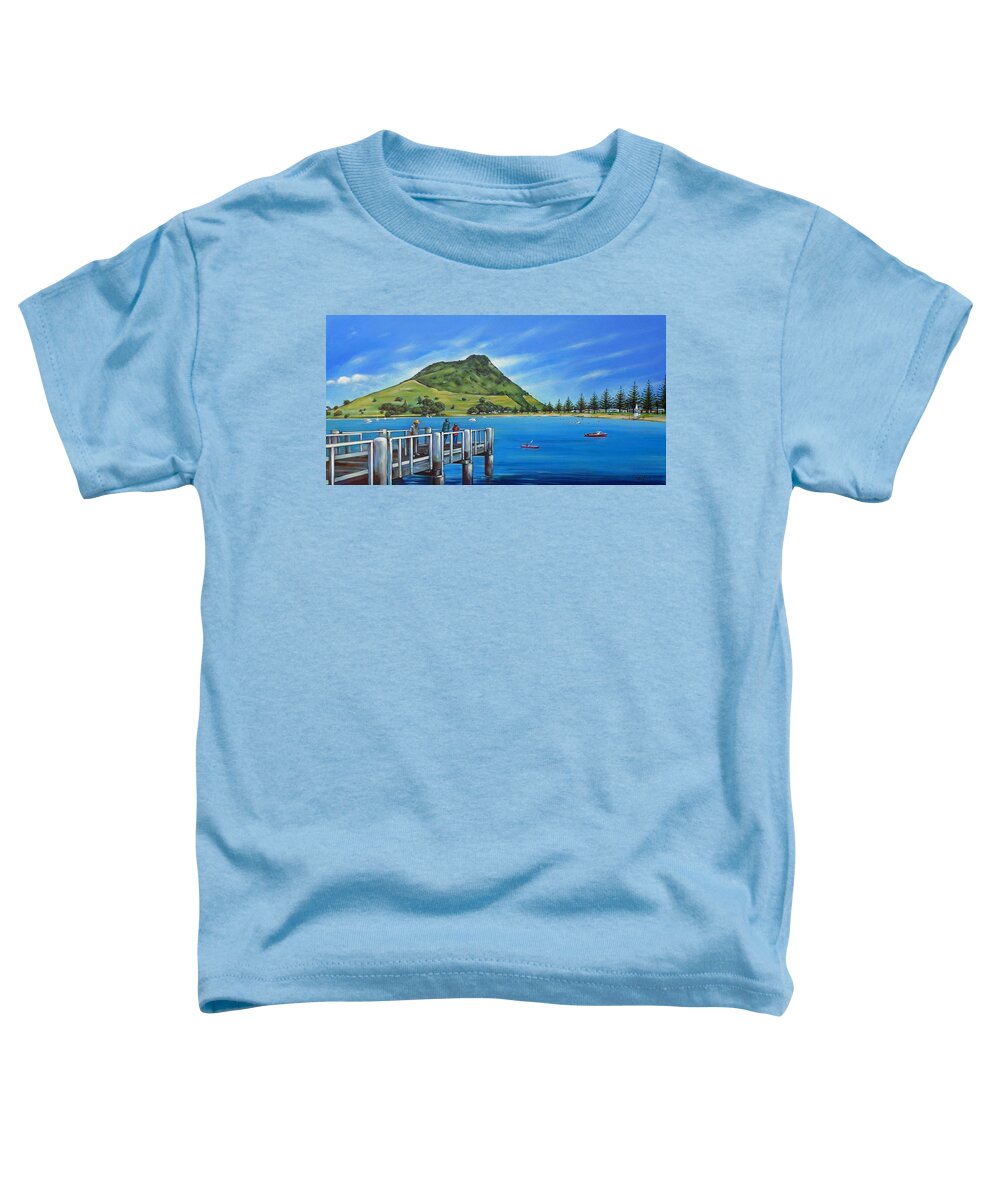 Pier Toddler T-Shirt featuring the painting Pilot Bay Mt Maunganui 201214 #1 by Selena Boron