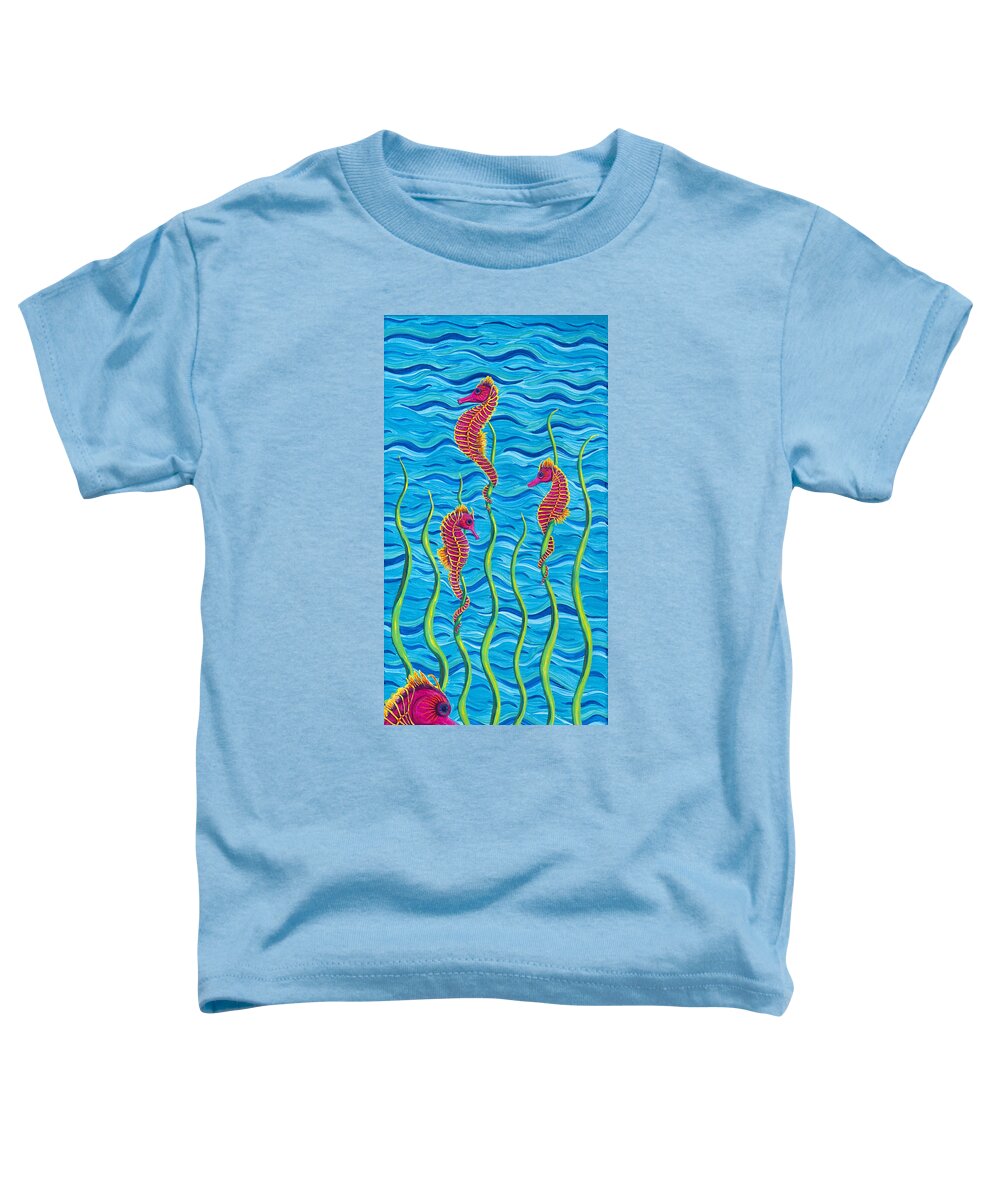 Seahorse Toddler T-Shirt featuring the painting Poseidon's Steed Painting Bomber by Rebecca Parker