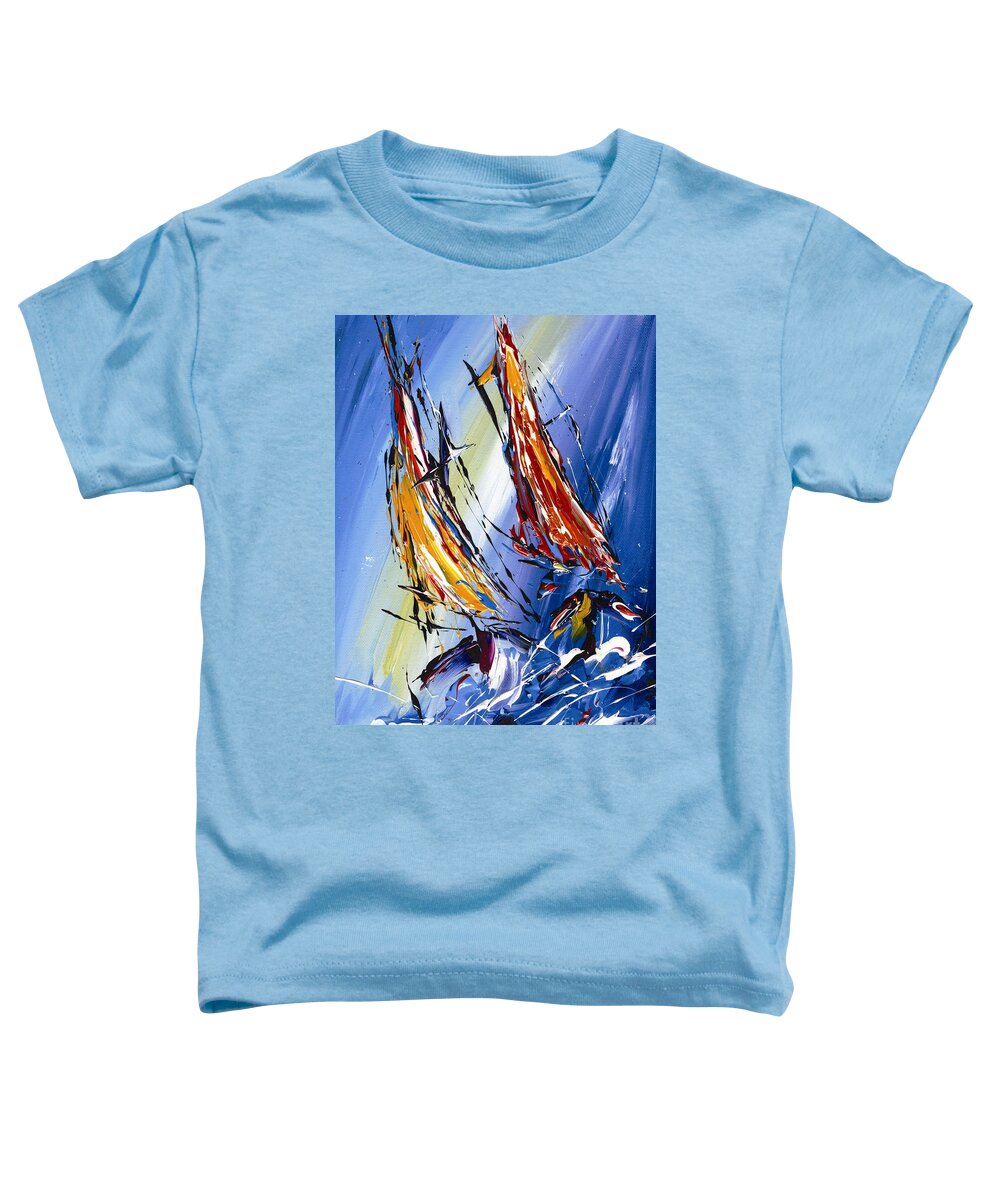 Sailing Toddler T-Shirt featuring the painting Ocean sailing paintings by Mary Cahalan Lee - aka PIXI