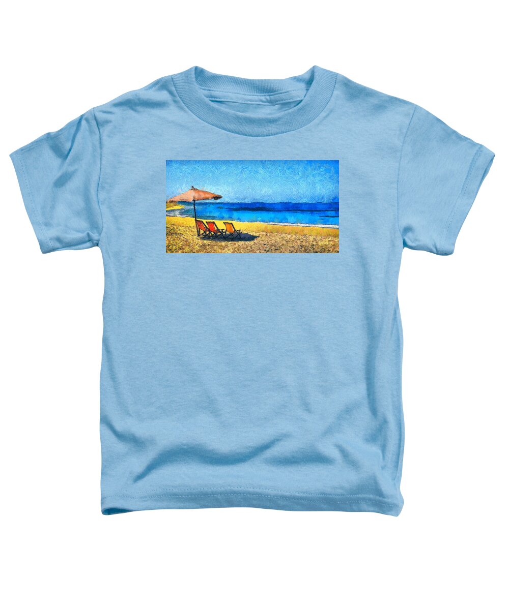 Rossidis Toddler T-Shirt featuring the painting The beach by George Rossidis