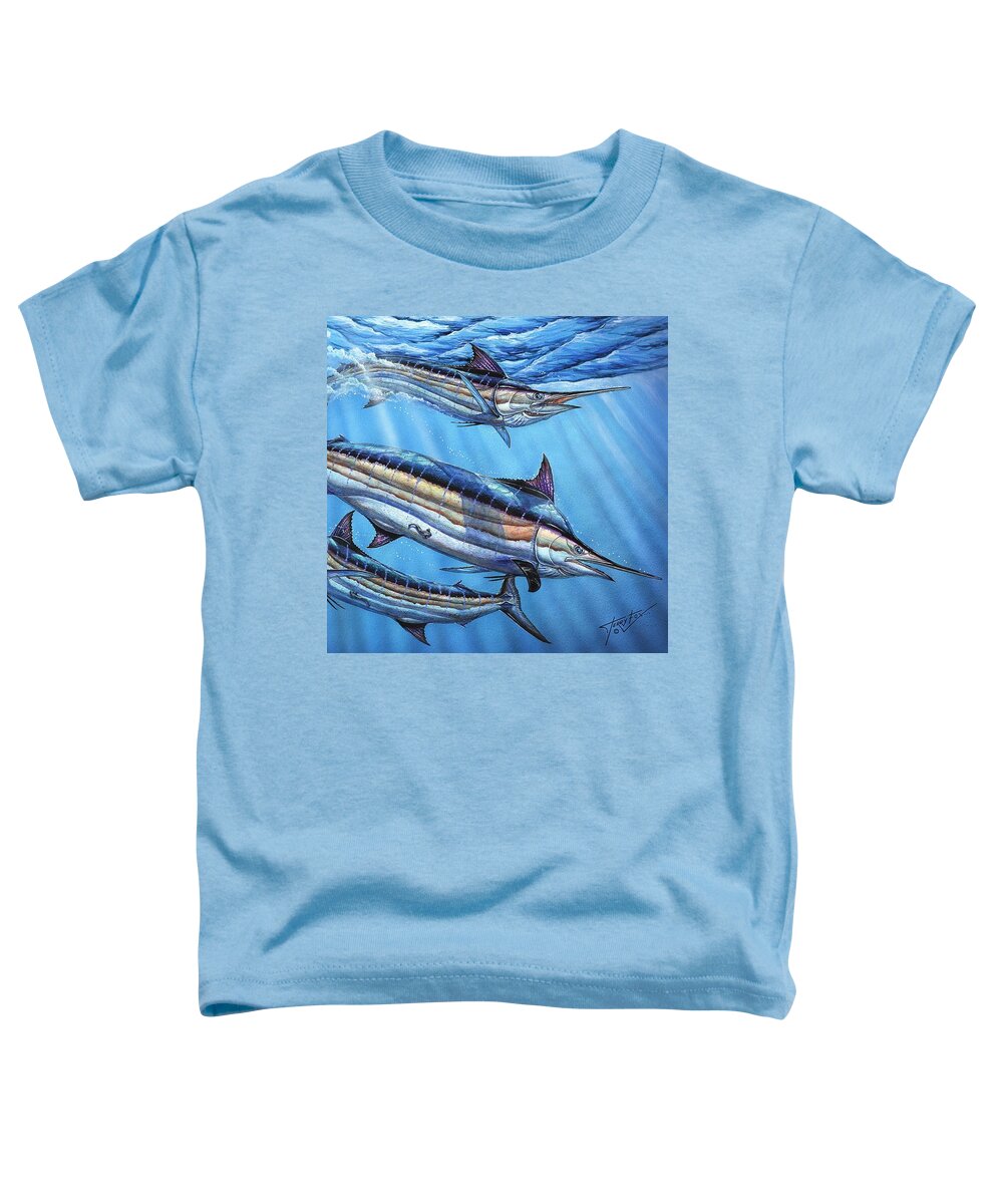 Blue Marlin Toddler T-Shirt featuring the painting The Courtship by Terry Fox