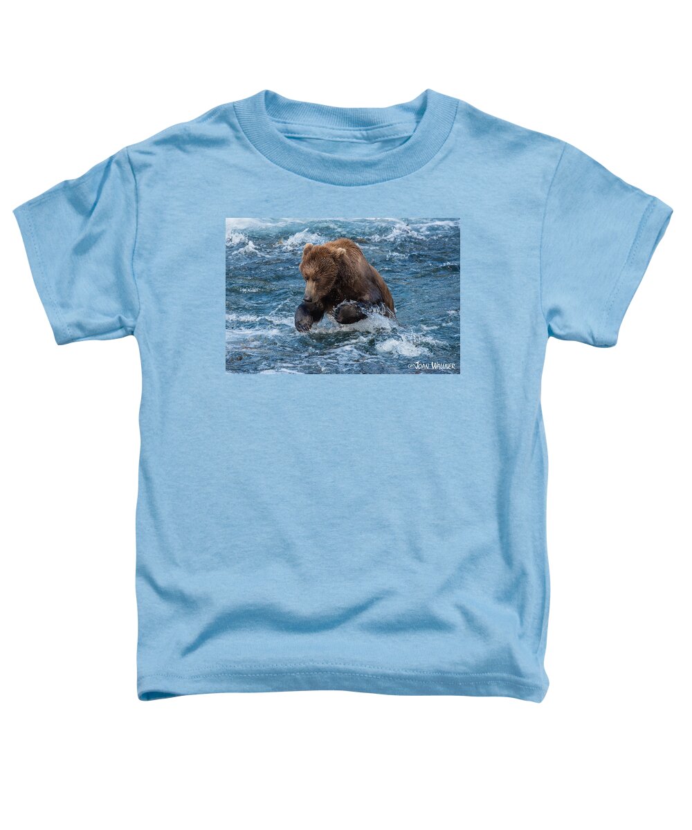 Alaska Toddler T-Shirt featuring the photograph The grizzly plunge by Joan Wallner