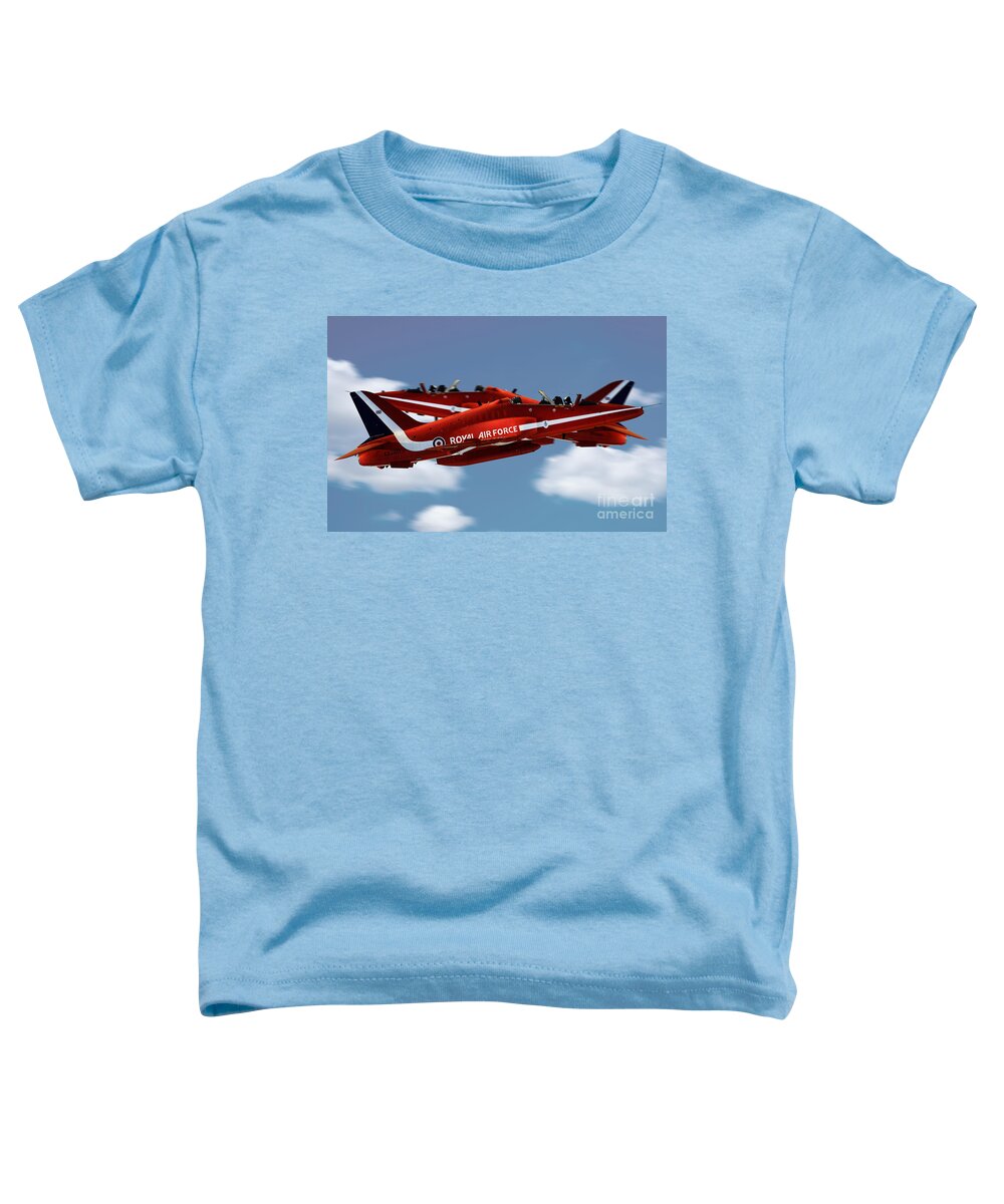 The Red Arrows Raf Toddler T-Shirt featuring the digital art The Red Arrows Synchro Pair by Airpower Art