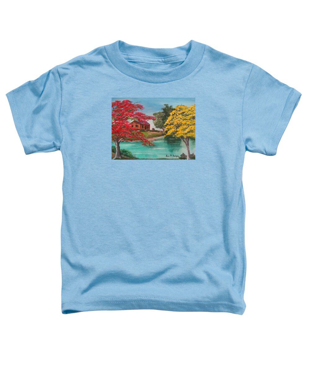 Flamboyan Toddler T-Shirt featuring the painting Tropical Lifestyle by Luis F Rodriguez