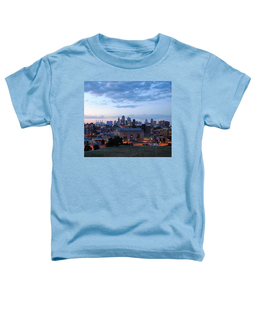 Kansas City Toddler T-Shirt featuring the photograph Union Station Sunset by Glory Ann Penington