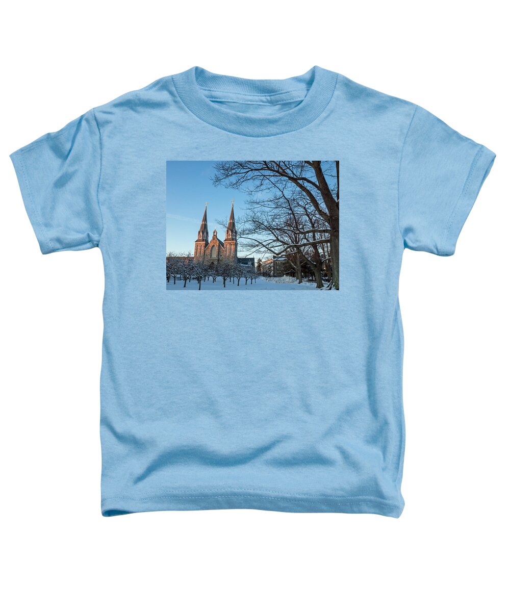 Villanova Toddler T-Shirt featuring the photograph Villanova Winter Saint Thomas by Photographic Arts And Design Studio