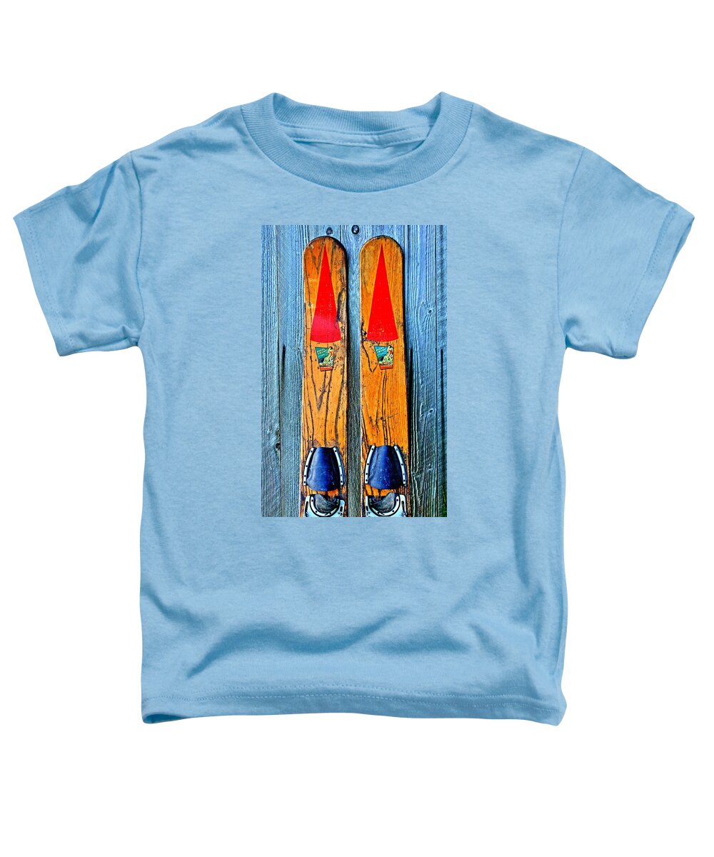 Skis Toddler T-Shirt featuring the photograph Vintage Skis by Benjamin Yeager