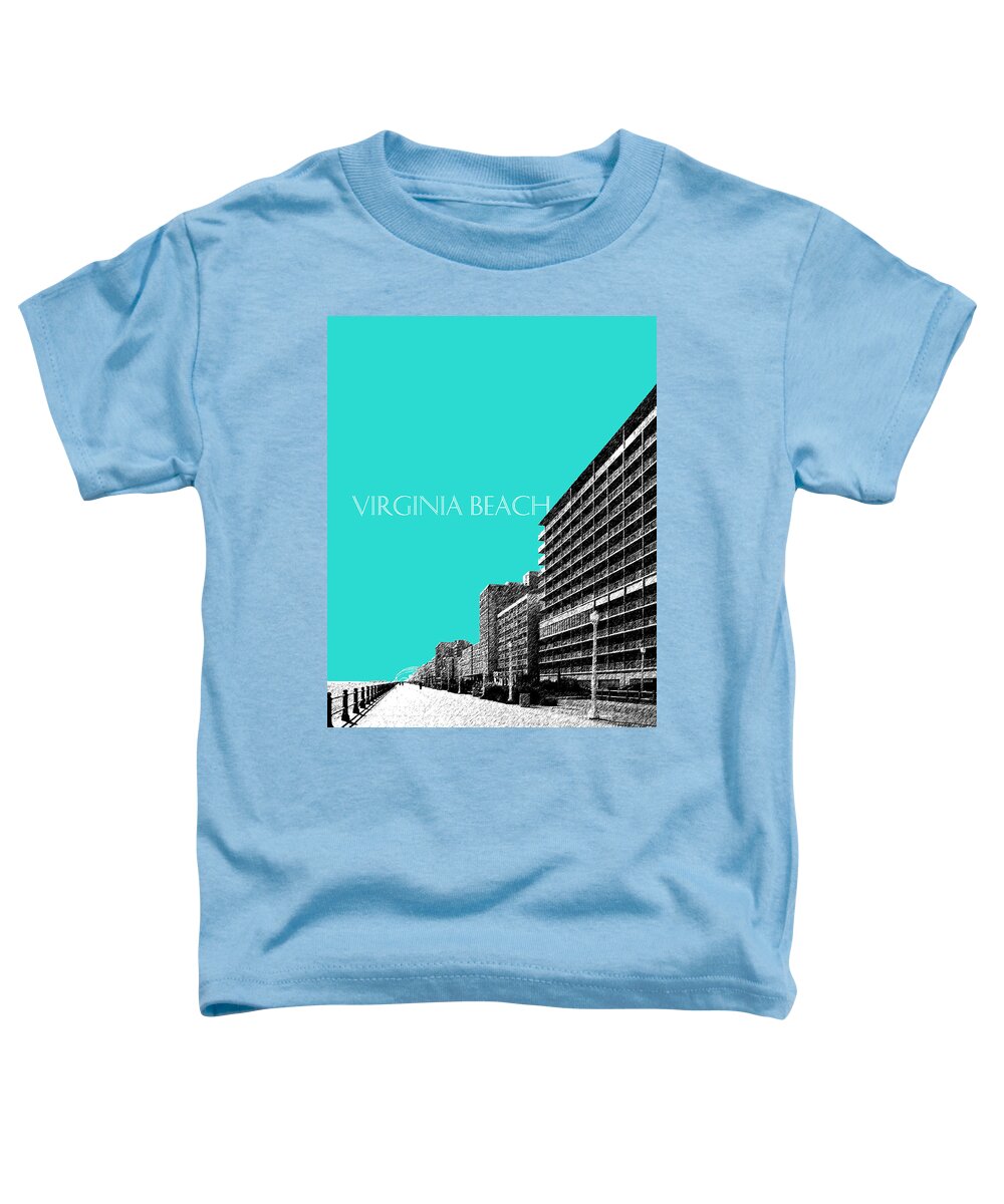 Architecture Toddler T-Shirt featuring the digital art Virginia Beach Skyline Boardwalk - Aqua by DB Artist