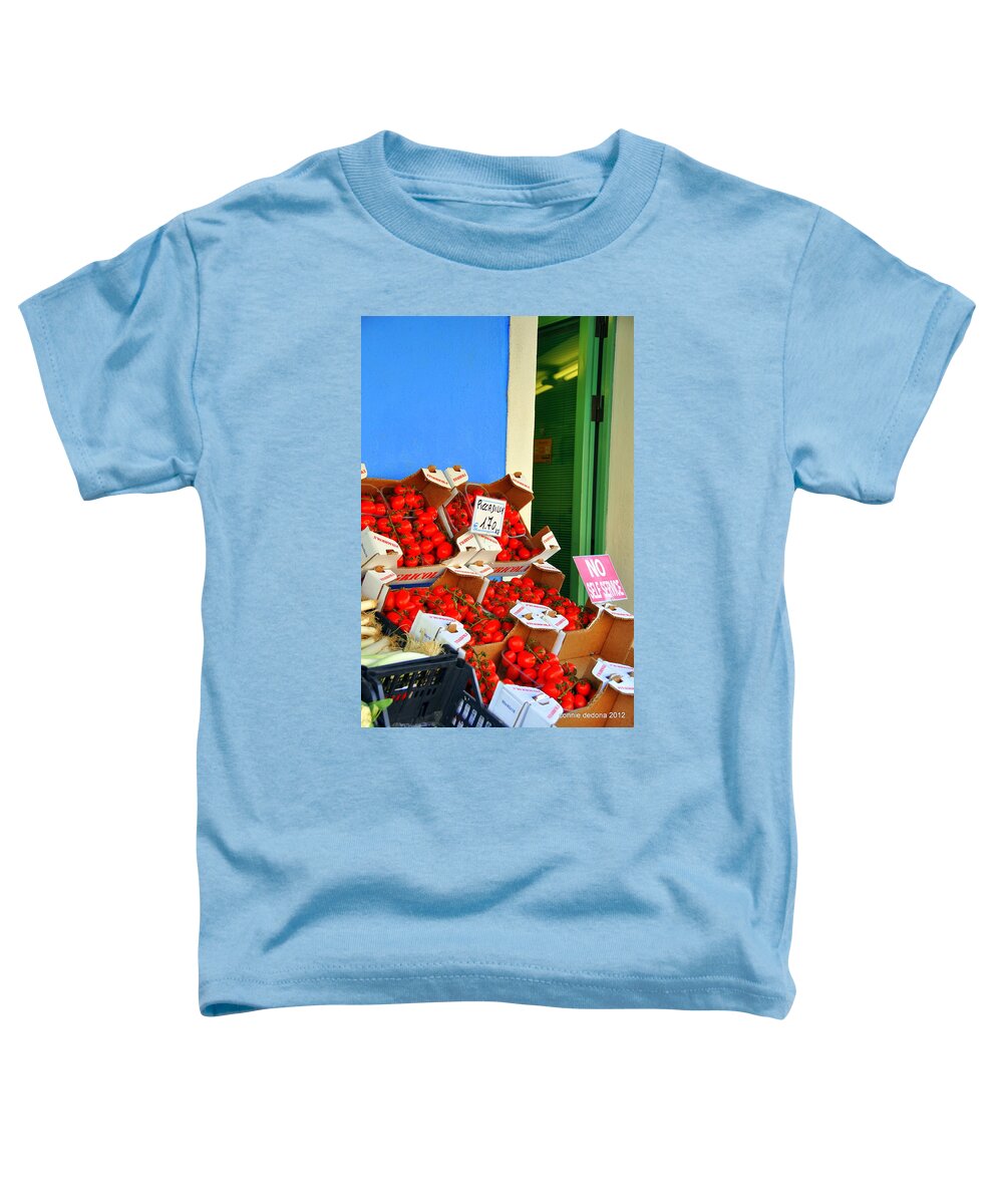 Red Toddler T-Shirt featuring the photograph Burano Red Tomatoes by Cornelia DeDona