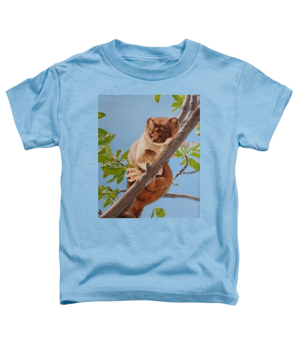 Weasel Toddler T-Shirt featuring the painting The Weasel by Tammy Taylor