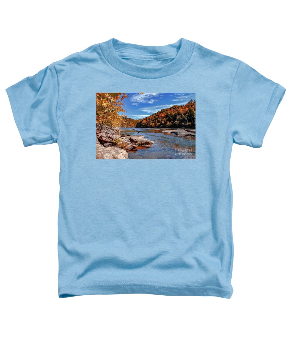 Kentucky Toddler T-Shirt featuring the photograph Autumn on the Cumberland Up River #1 by Ken Frischkorn