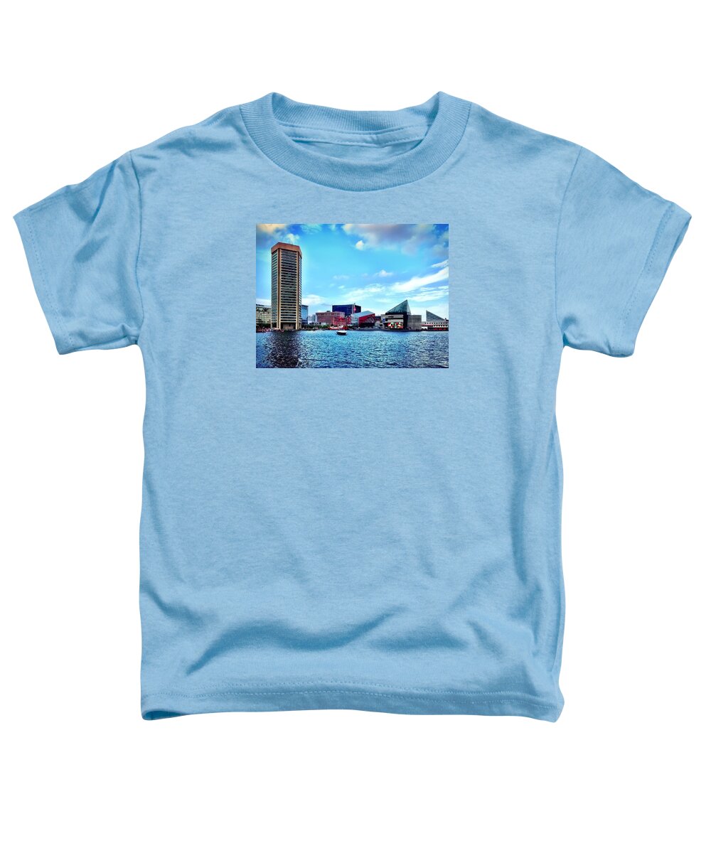 Baltimore Harbor Toddler T-Shirt featuring the photograph Baltimore's Inner Harbor #1 by Chris Montcalmo