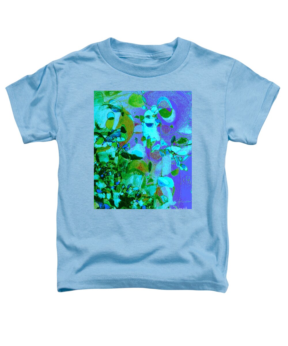 Digital Watercolor Abstract Painting Toddler T-Shirt featuring the digital art Birds and Flowers #1 by Nancy Kane Chapman