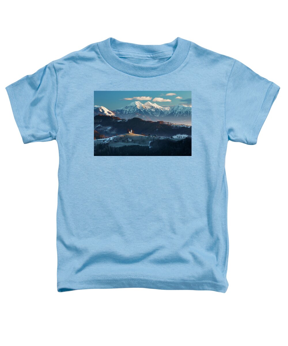 Sveti Toddler T-Shirt featuring the photograph Church of Saint Thomas at sunrise #1 by Ian Middleton