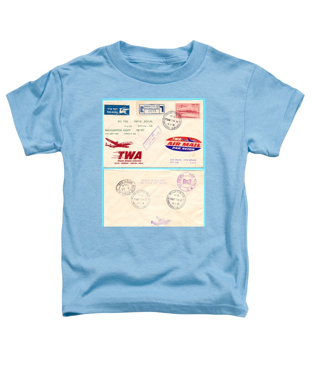 First Toddler T-Shirt featuring the photograph First Flight Lod to New York #1 by Ilan Rosen
