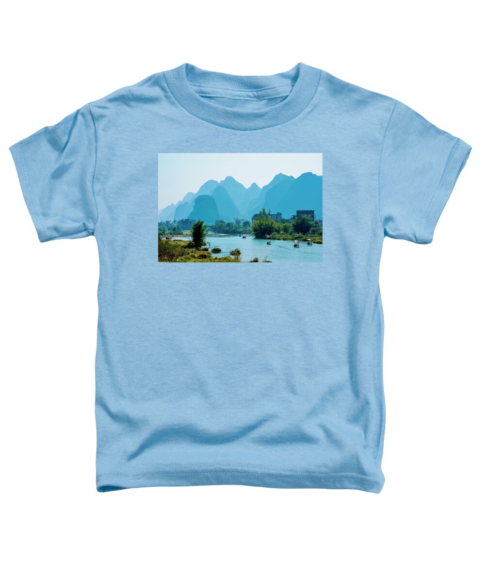 Nature Toddler T-Shirt featuring the photograph The karst mountains and river scenery #1 by Carl Ning