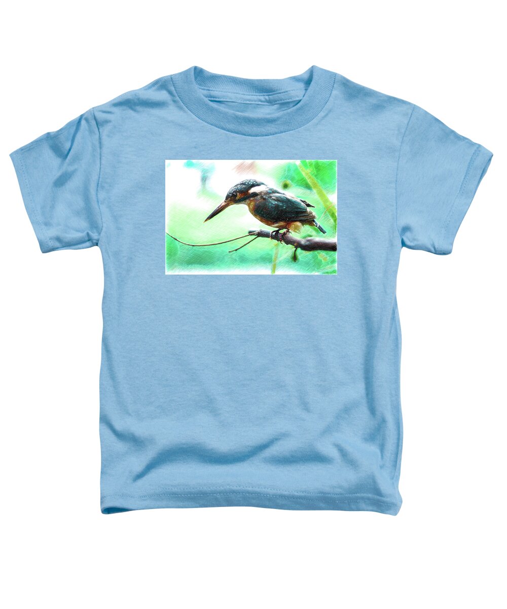 Kingfisher Toddler T-Shirt featuring the photograph 11447 Kingfisher Sketch by Colin Hunt