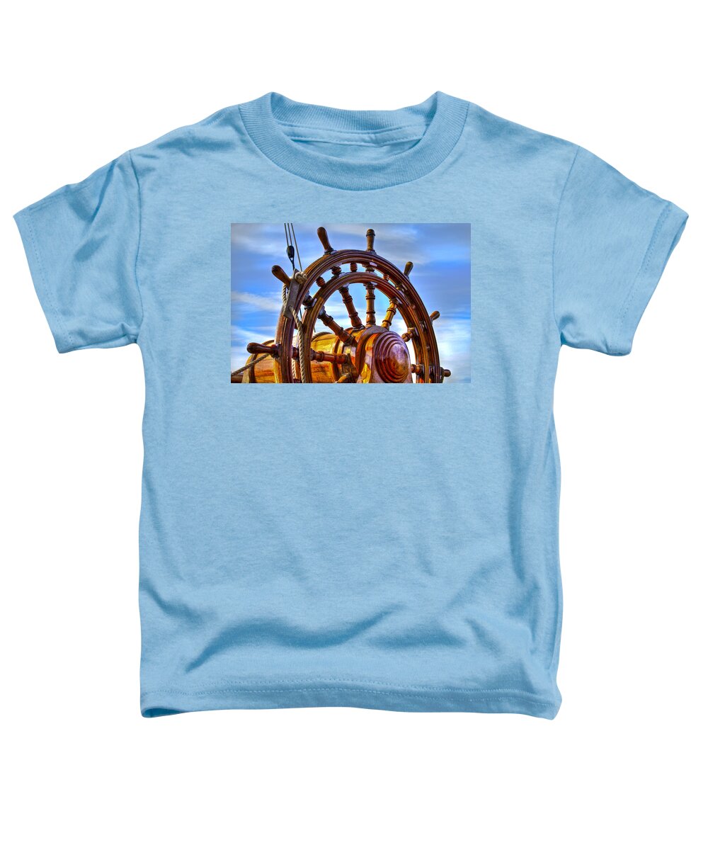 Boats Toddler T-Shirt featuring the photograph The Helm #1 by Debra and Dave Vanderlaan