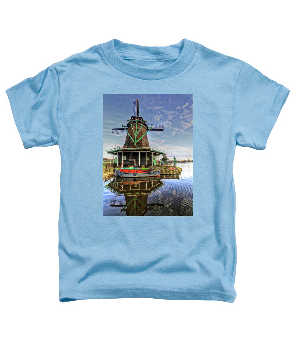 Zaanse Schans Windmills Holland Netherlands Toddler T-Shirt featuring the photograph Zaanse Schans Windmills Holland Netherlands #30 by Paul James Bannerman