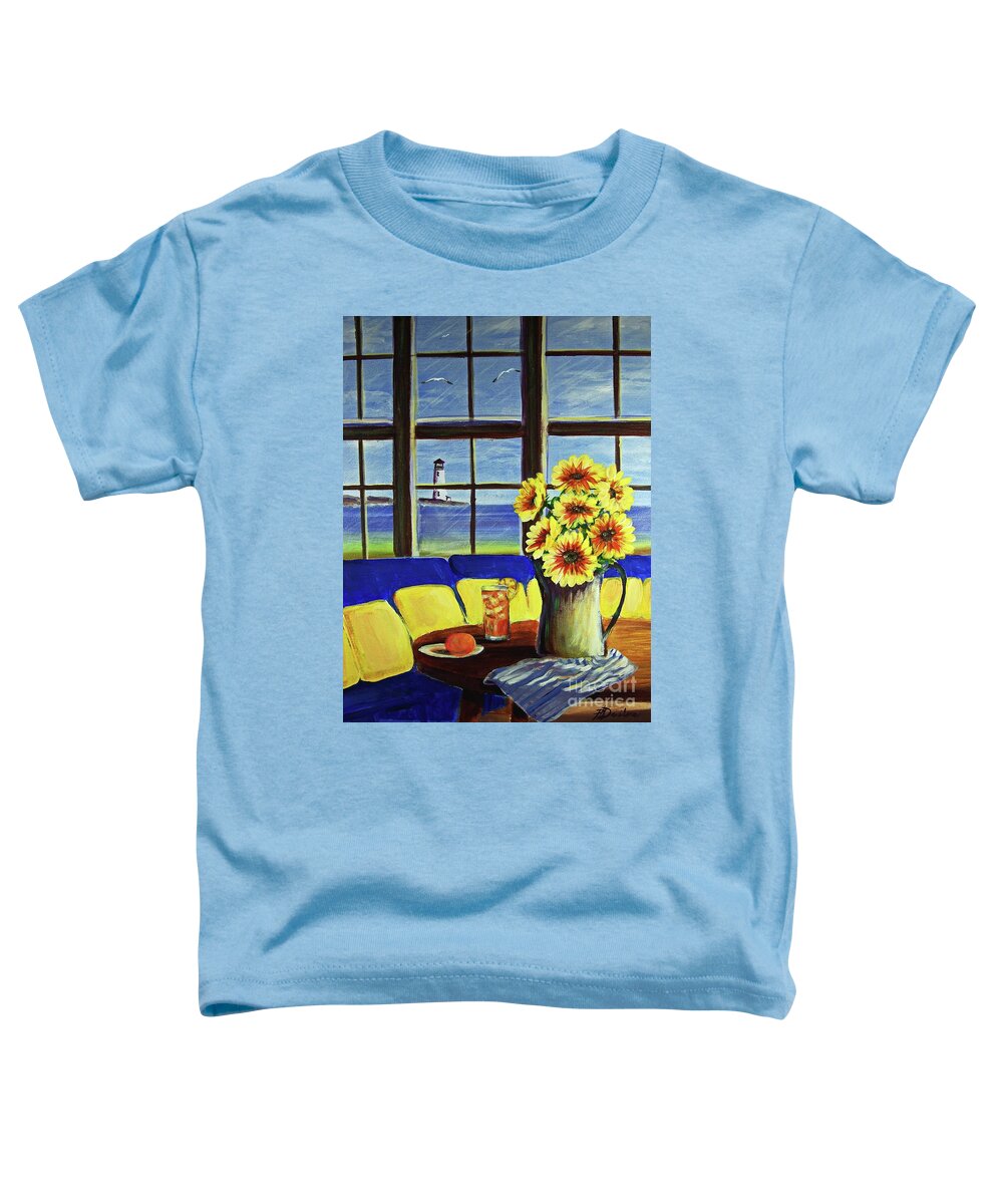 Beaches Toddler T-Shirt featuring the painting A Coastal Window Lighthouse View by Pat Davidson