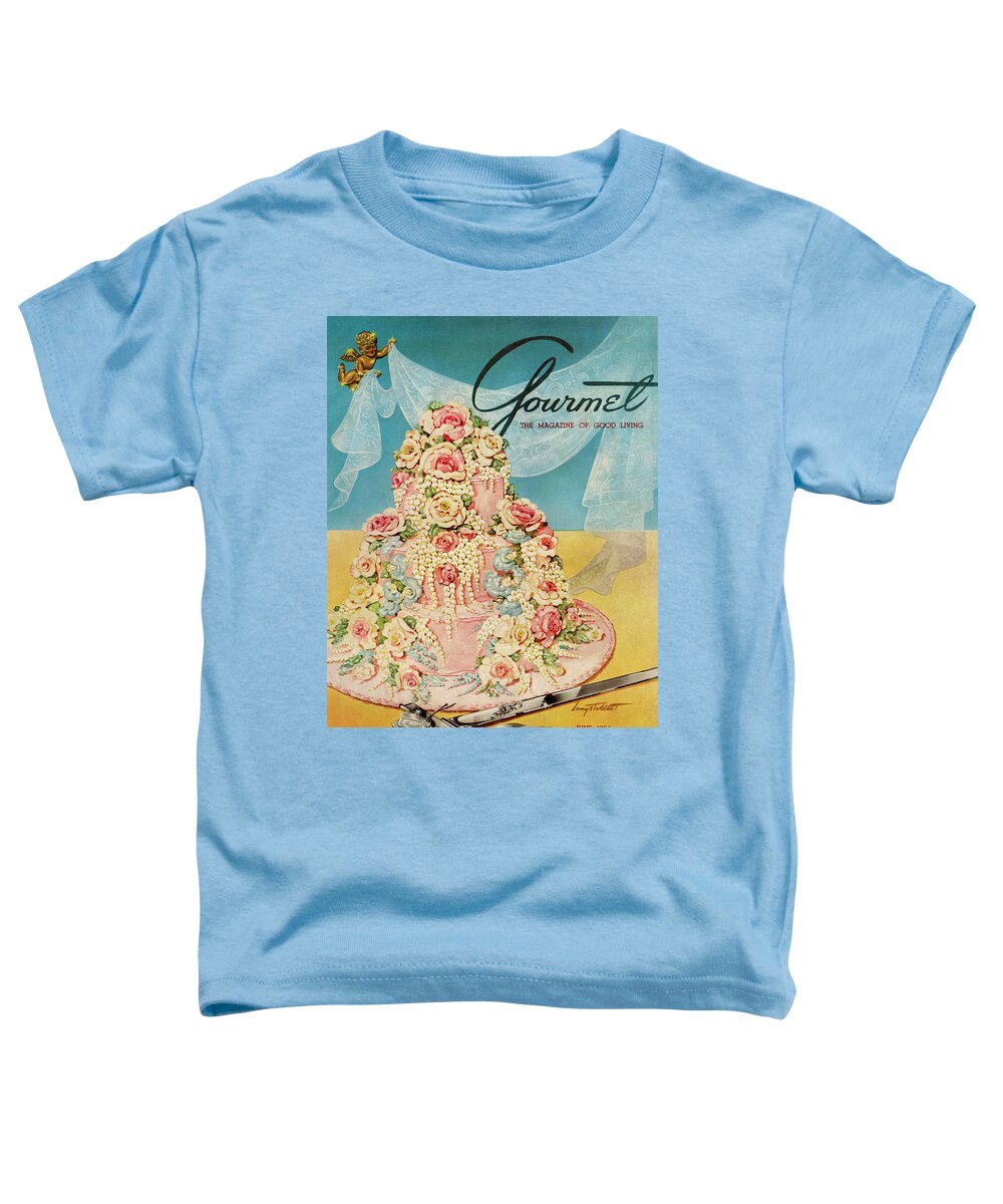 Food Toddler T-Shirt featuring the photograph A Pink Wedding Cake And Ceremonial Silver Cutting by Henry Stahlhut