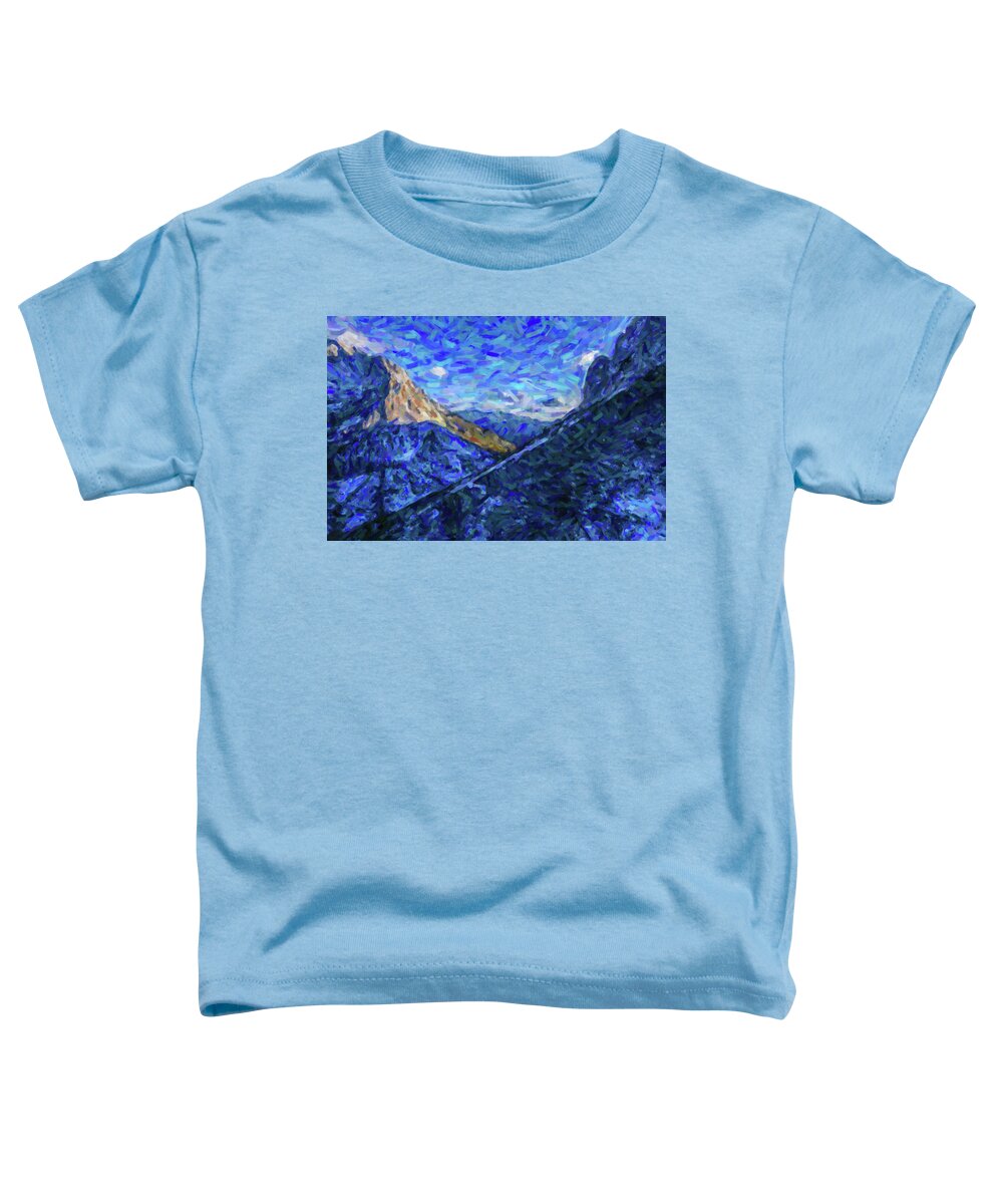 Adam Asar Toddler T-Shirt featuring the painting Abstract Mountain Snow by Celestial Images