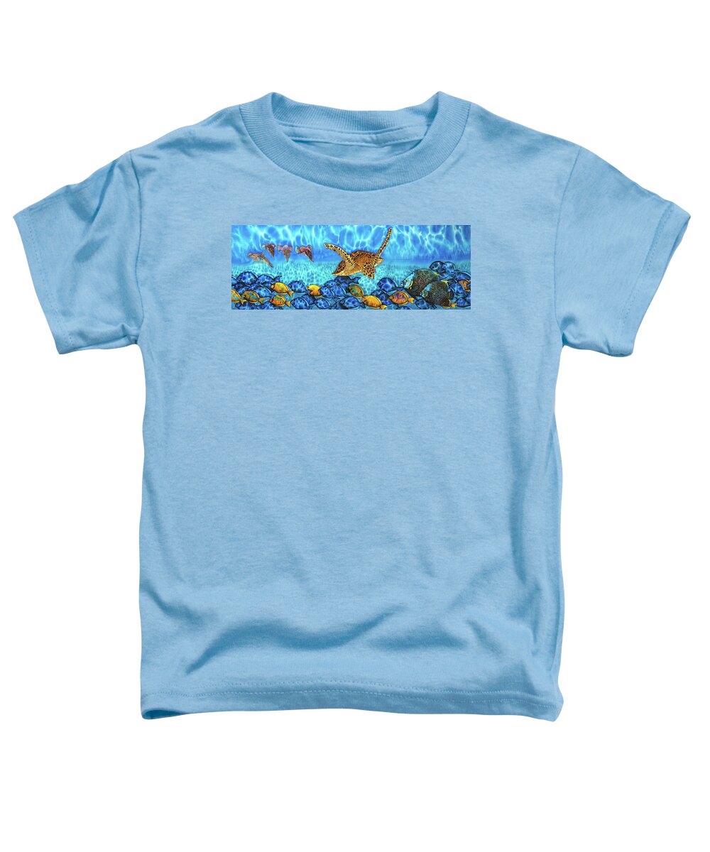 Sea Turtle Toddler T-Shirt featuring the painting Akumal by Daniel Jean-Baptiste