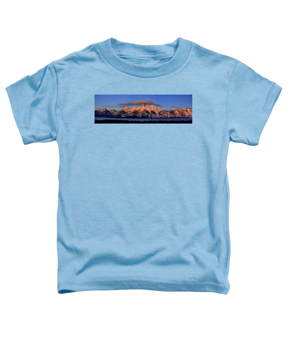 Teton Range With Alpenglow Toddler T-Shirt featuring the photograph Alpenglow Tetons by Raymond Salani III