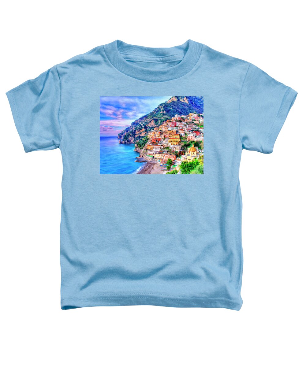 Amalfi Coast Toddler T-Shirt featuring the painting Amalfi Coast at Positano by Dominic Piperata
