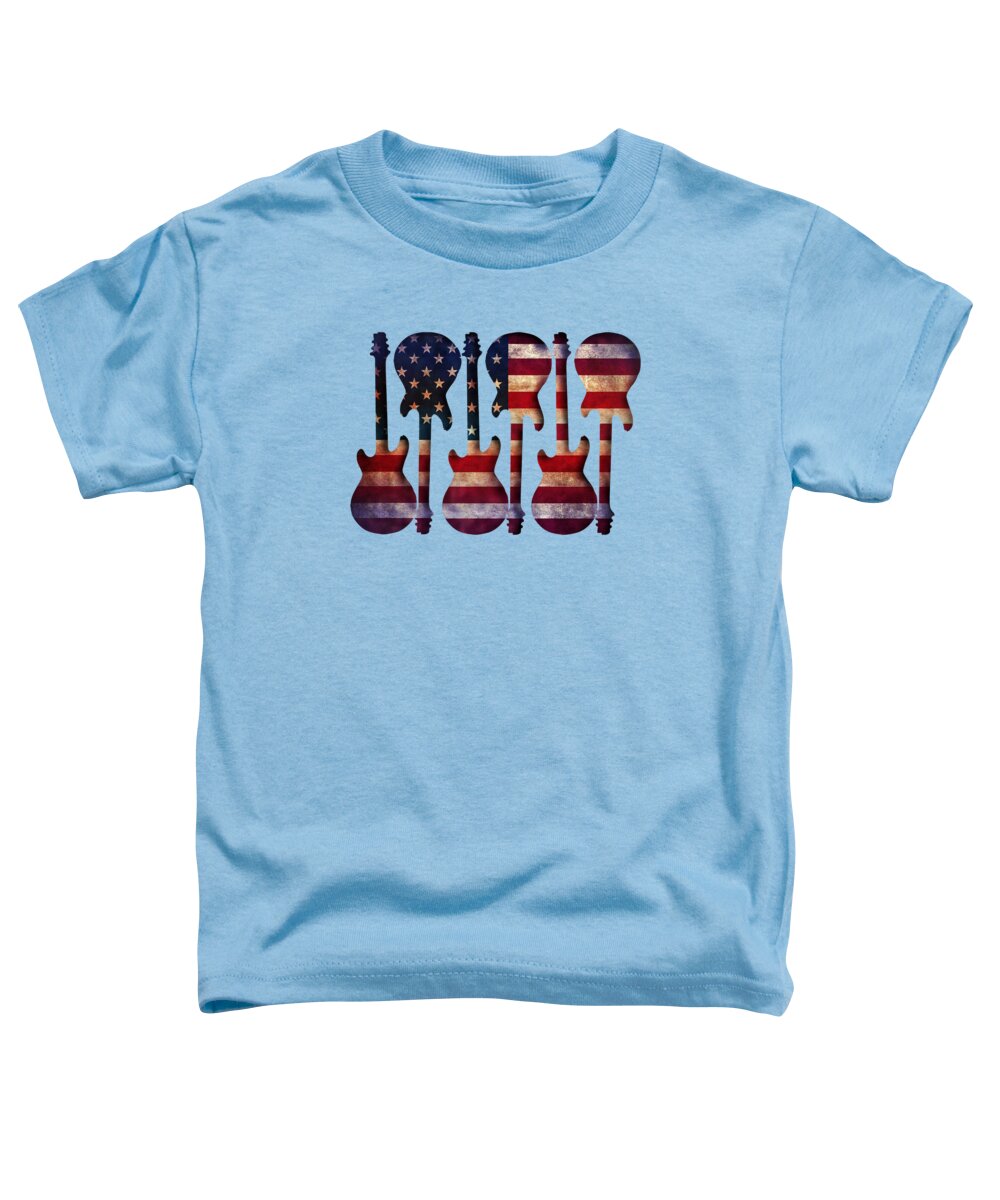 Guitar Toddler T-Shirt featuring the digital art American Flag Guitar Art by Gravityx9 Designs