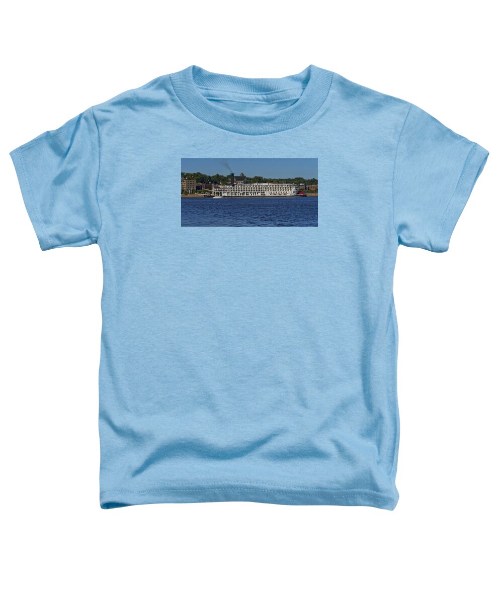 American Queen Toddler T-Shirt featuring the photograph American Queen at Alton IL DSC06333 by Greg Kluempers
