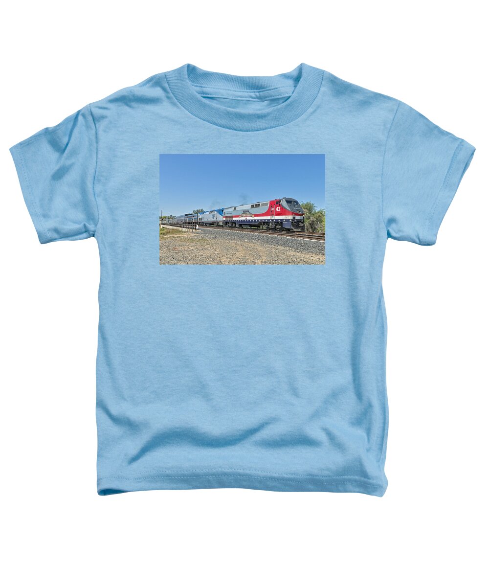 Amtrak Toddler T-Shirt featuring the photograph Amtrak 42 Veteran's Special by Jim Thompson