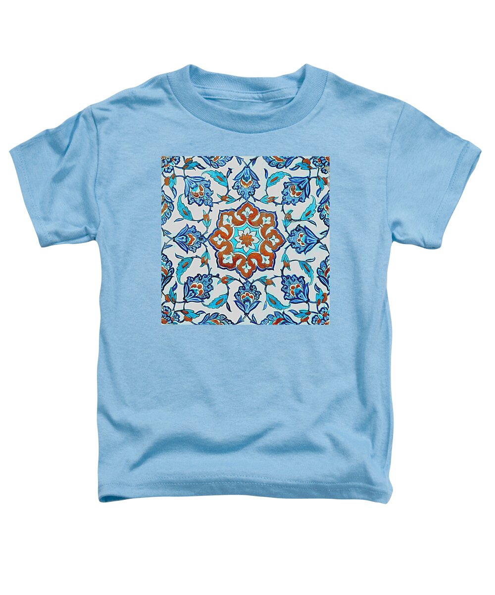  Toddler T-Shirt featuring the painting An Iznik Polychrome Tile, Turkey, circa 1580, by Adam Asar, No 18b by Celestial Images