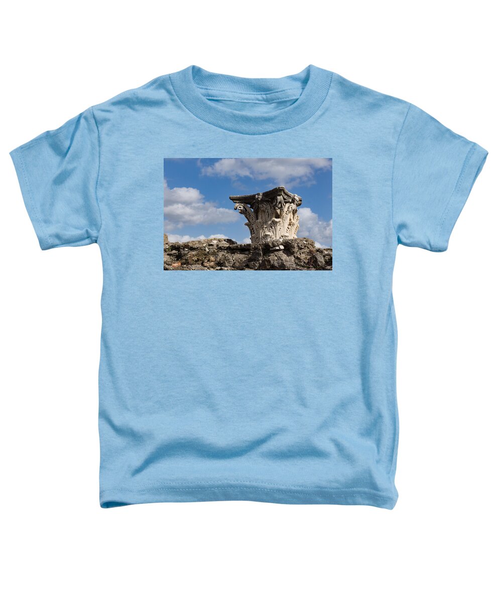 Georgia Mizuleva Toddler T-Shirt featuring the photograph Ancient Pompeii Broken Treasures - Classical Corinthian Column Capital Right by Georgia Mizuleva