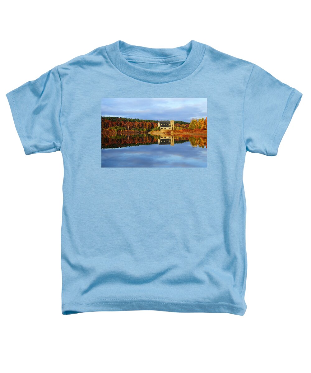Autumn Toddler T-Shirt featuring the photograph Autumn Sunrise at Wachusett Reservoir by Luke Moore