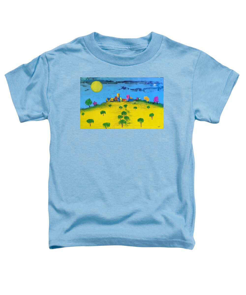 Lemons Toddler T-Shirt featuring the painting Beyond the Lemon Grove by Lew Hagood