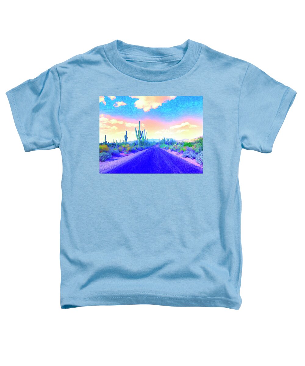 Desert Toddler T-Shirt featuring the painting Blue Highway 6 by Dominic Piperata