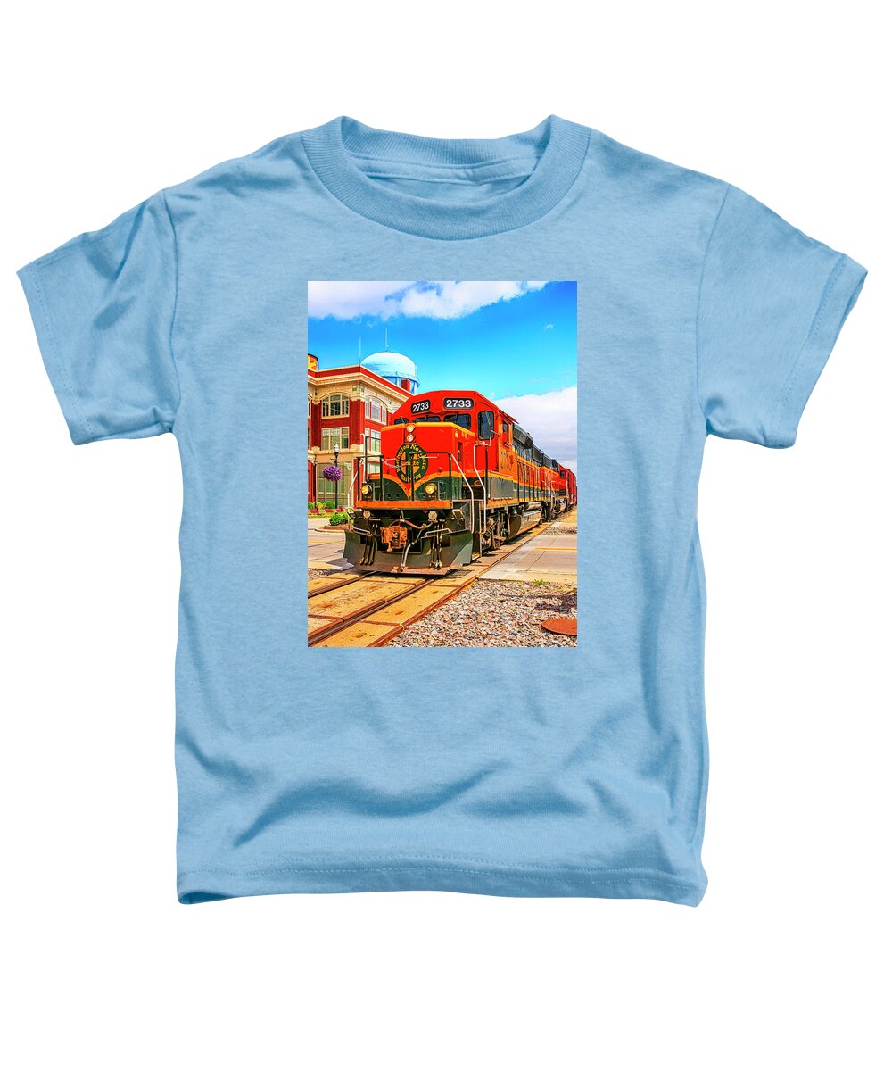 Orange Toddler T-Shirt featuring the photograph BNSF Orange Loco by Chris Smith
