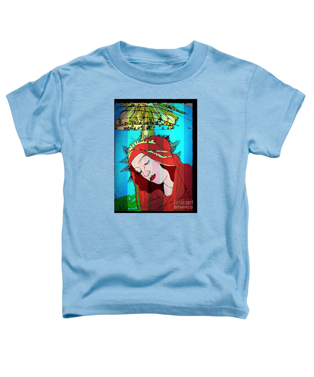 Botticelli Madonna Toddler T-Shirt featuring the painting Botticelli Madonna in Vertical Stripes by Genevieve Esson