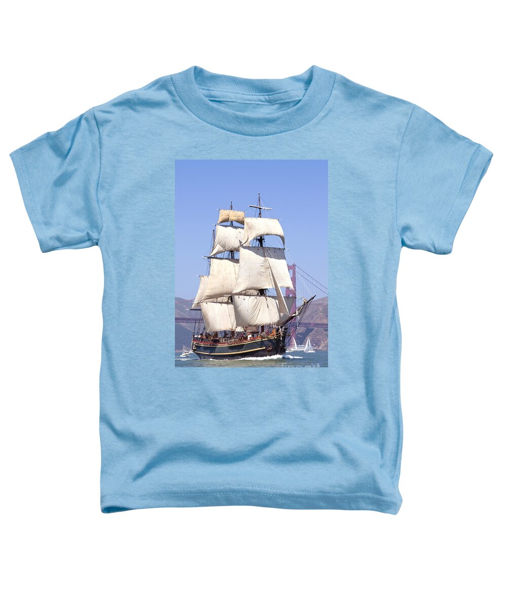 Tall Ship Toddler T-Shirt featuring the photograph Bounty and the Golden Gate by Rick Pisio