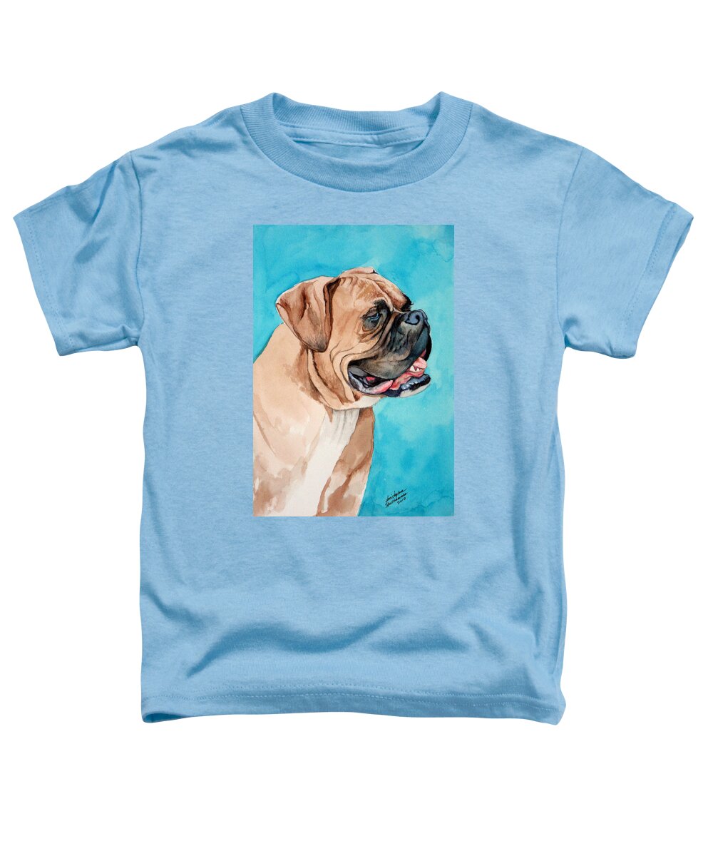 Boxer Toddler T-Shirt featuring the painting Boxer by Christopher Shellhammer
