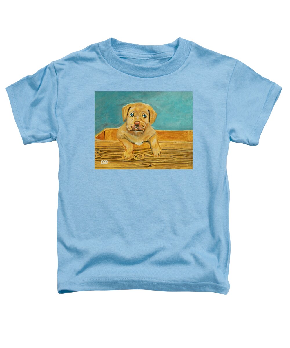 Puppy Toddler T-Shirt featuring the painting Boxer pup by David Bigelow