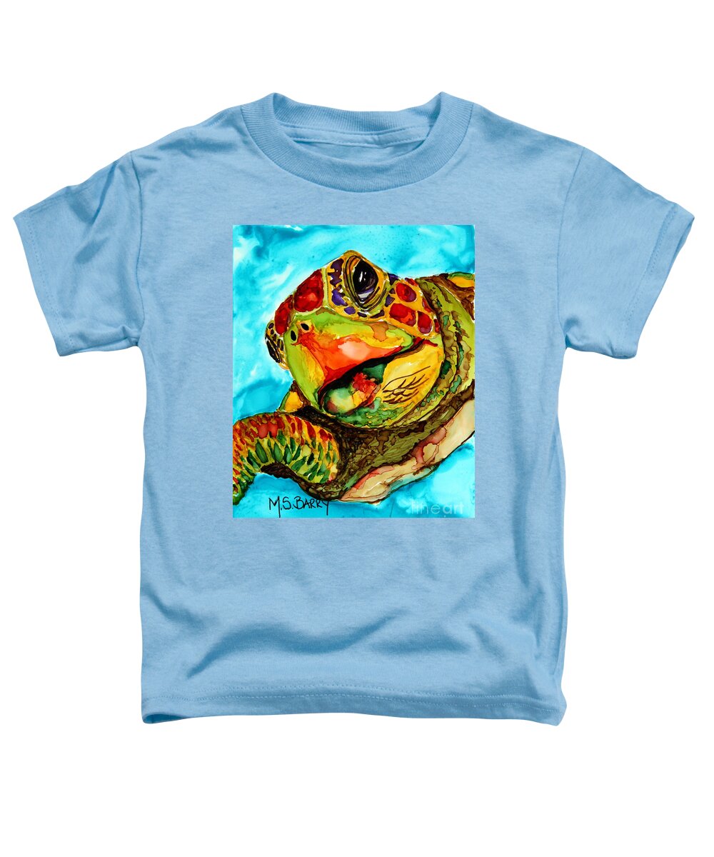 Turtle Toddler T-Shirt featuring the painting Brock by Maria Barry